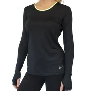 Nike Dri-FIT Long Sleeve Pullover Top Black Size S